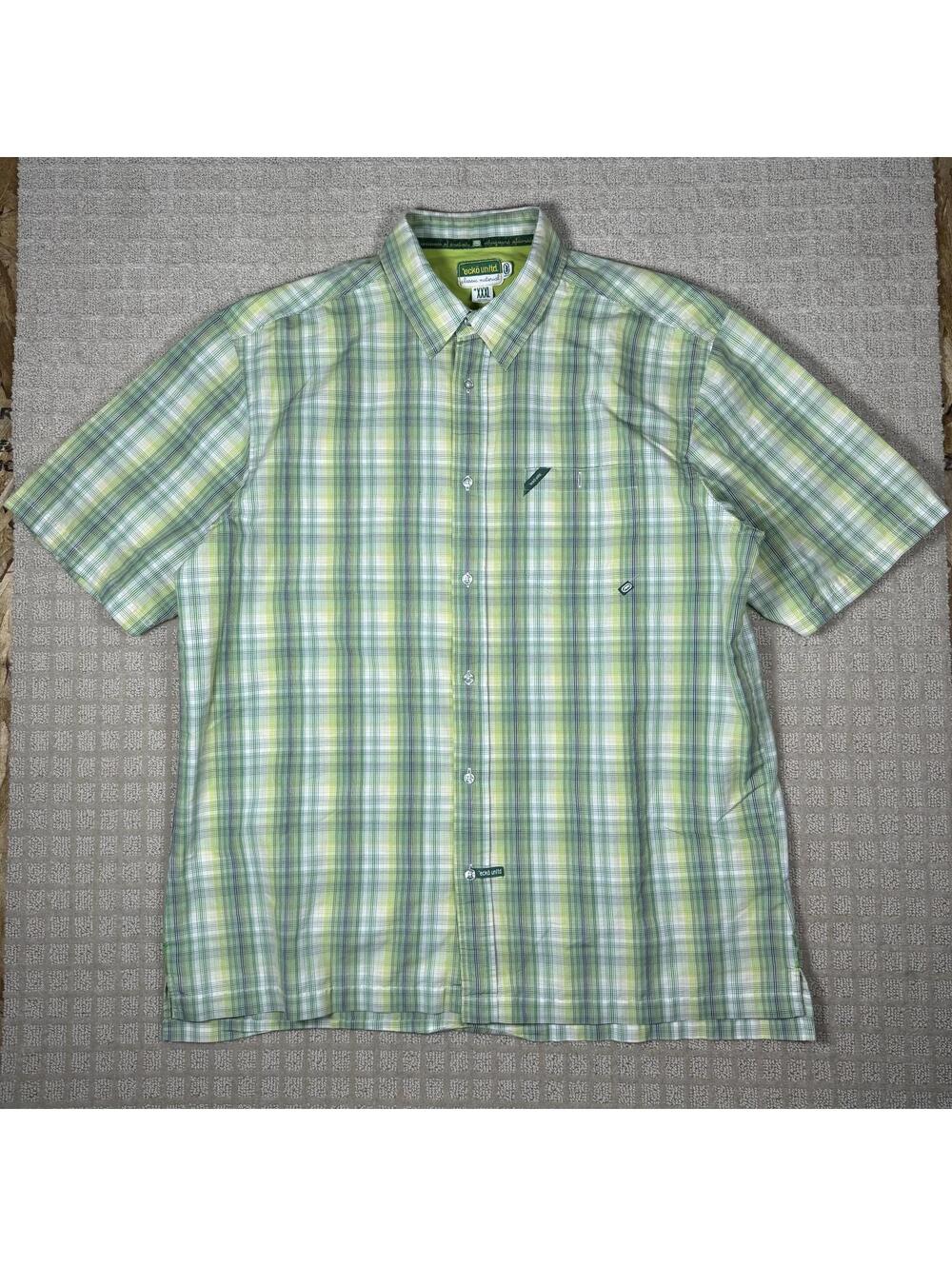 Ecko Unltd Y2K Green Plaid Button Up XXL